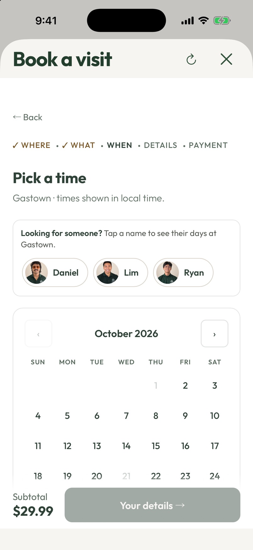 Pick a time, and who's in