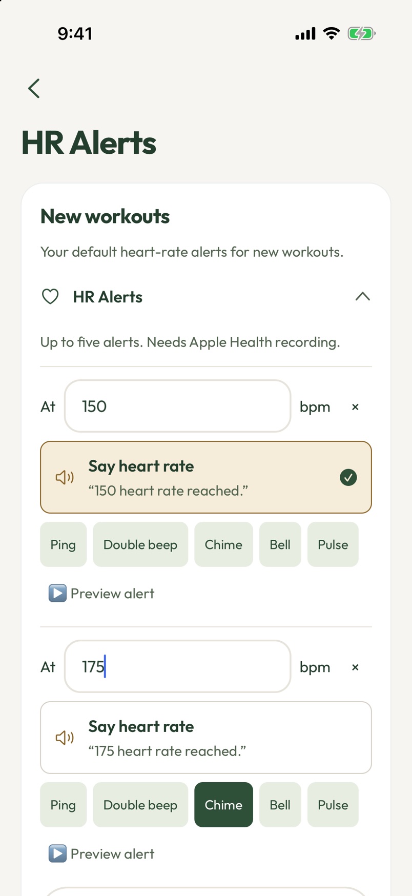 Heart rate zone alerts