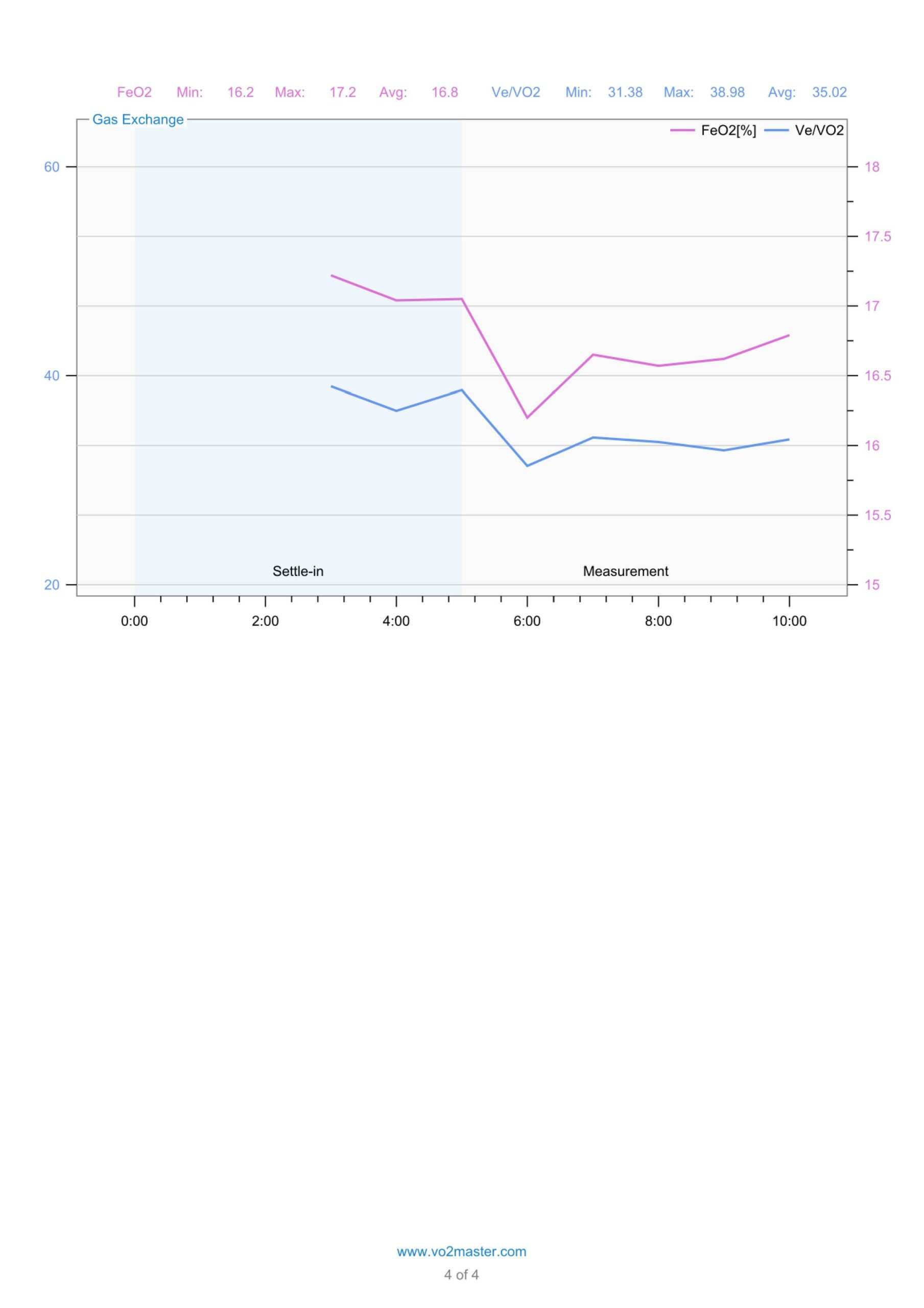 Sample RMR report gas exchange graph