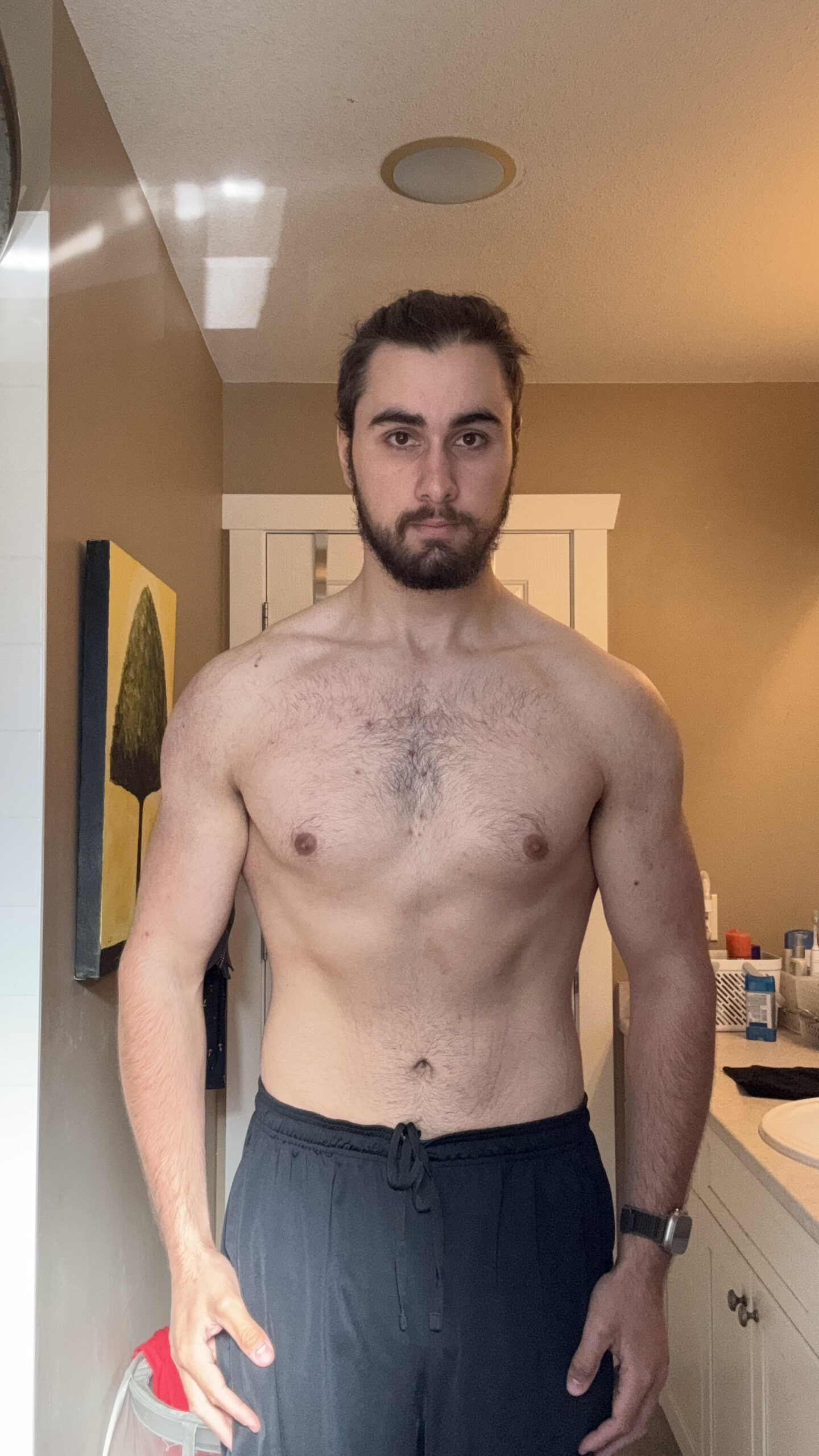 Esteban after his fat loss transformation at 222 lb and 17.1 percent body fat