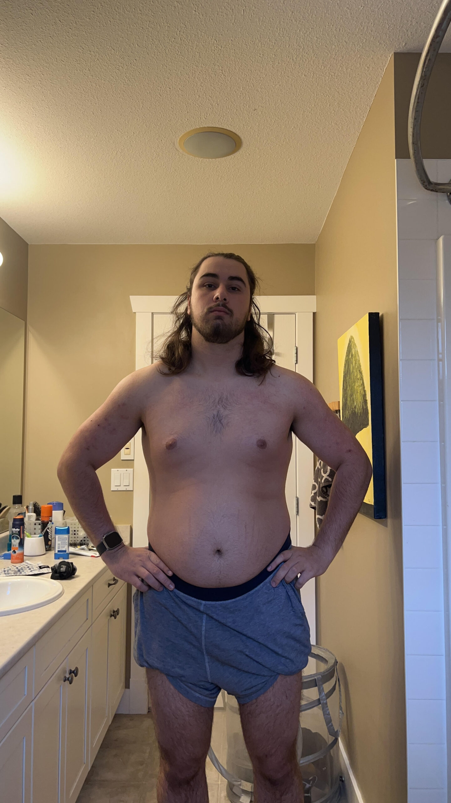 Esteban before his fat loss transformation at 248 lb and 23.9 percent body fat