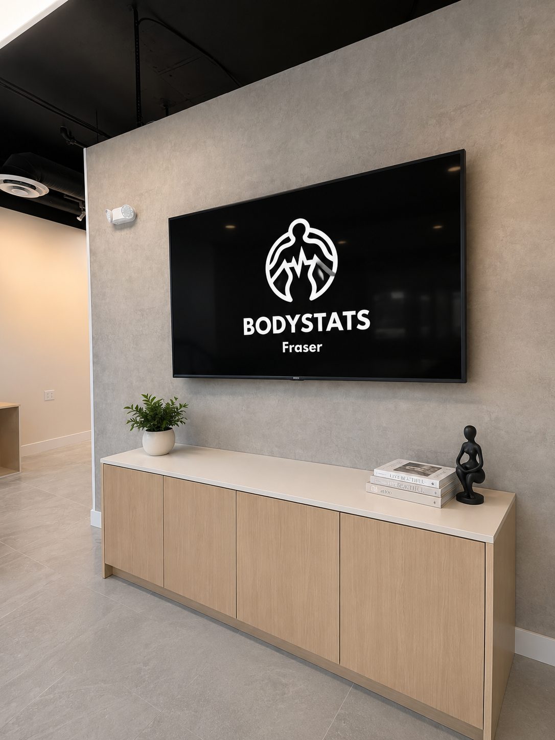 Design render of the lobby at BodyStats Fraser