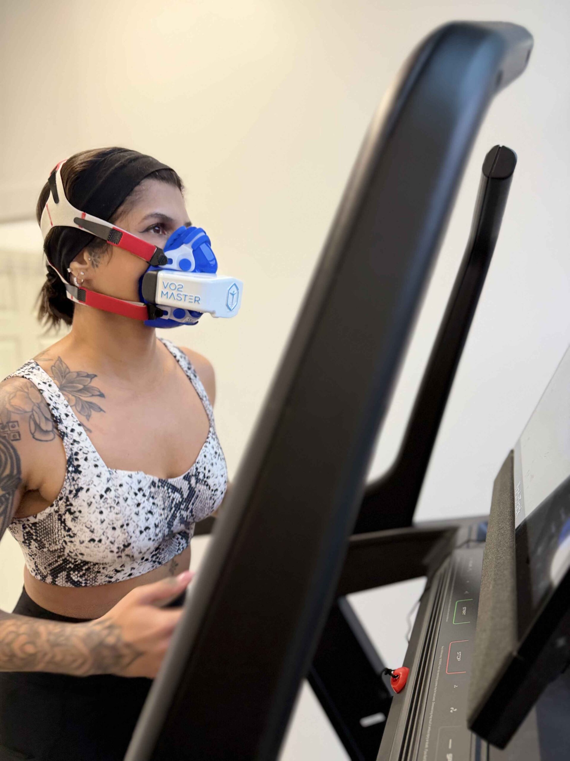 Client completing a VO2 Max test at BodyStats